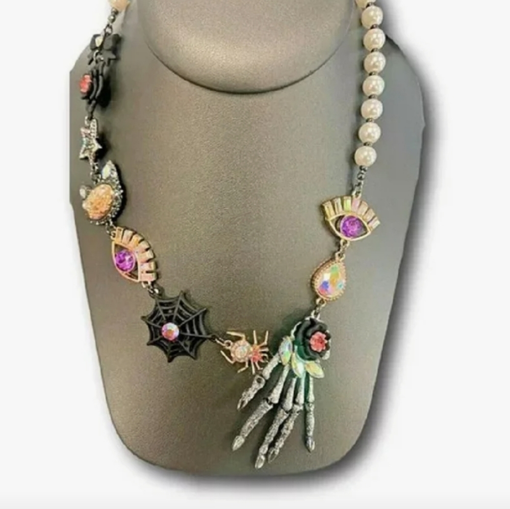 💜 Betsey Johnson Glampire Faux Pearl Skeleton Hand Gothic~Spider🕷~Eye👁~Cat 🐈